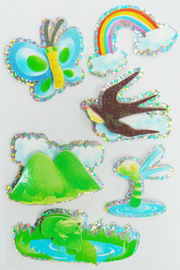 Custom Printed Hologram Stickers , Paper Layered 3d Holographic Stickers Sheets